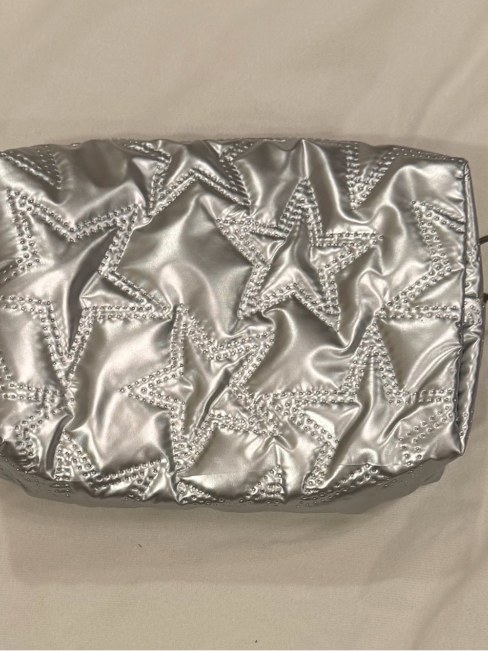 Silver Star-Quilted Women's Clutch Bag